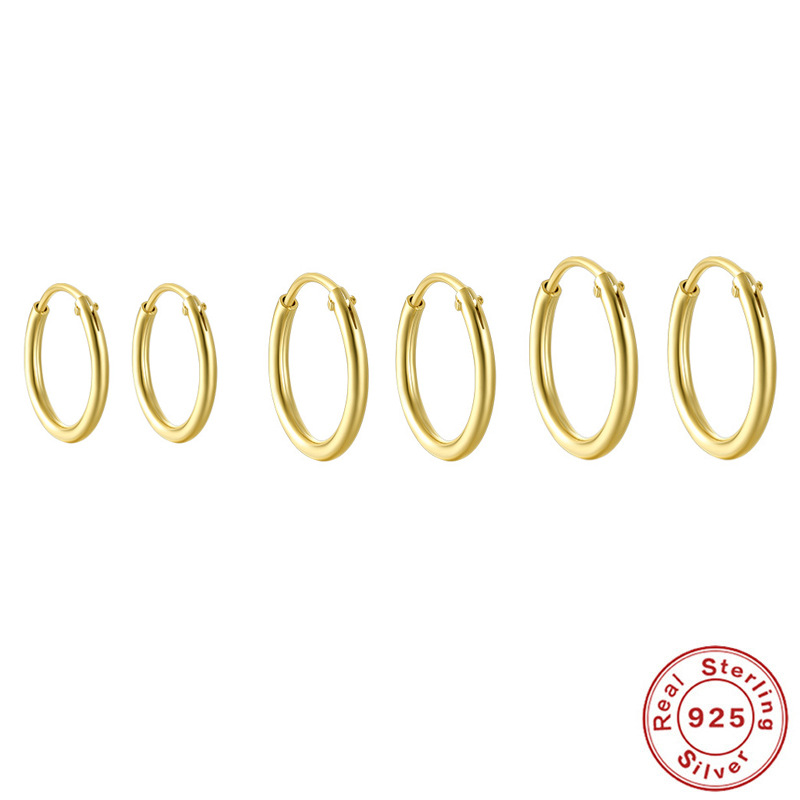 Selling classic 925 Sterling Silver Smooth Exaggeration Circle Hoop Earrings Earrings Backing Versatile