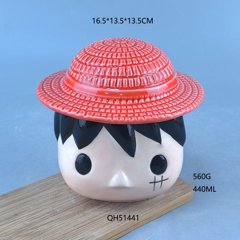 Anime One Piece Luffy Ladies Coffee Cup Platillos Dibujos animados Taza de cerámica de porcelana blanca Traje creativo de pareja de alto valor