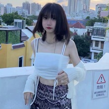 特价不退换/ugly shadow抽绳褶皱可调节吊带可单穿背心短款夏季