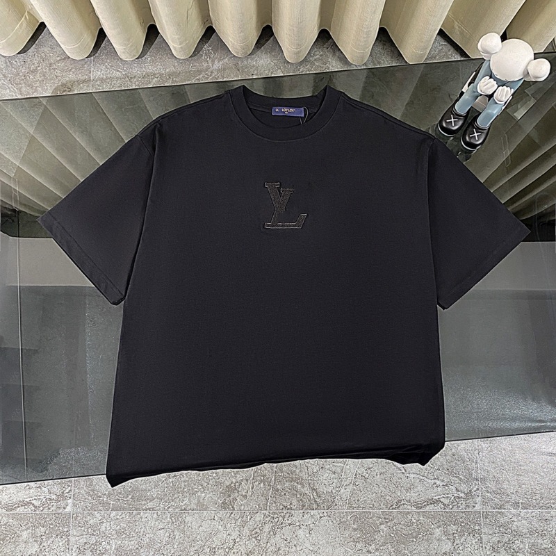 正しいバージョン Lujia 25ss 夏新定番レターロゴヘビーデューティ万針刺繍半袖ラウンドネック Tシャツ|undefined