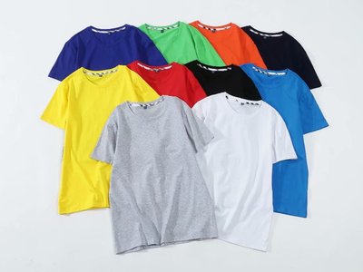 新款夏季圓領廣告衫純色寬松集體班服t恤企業工作服可印字logo