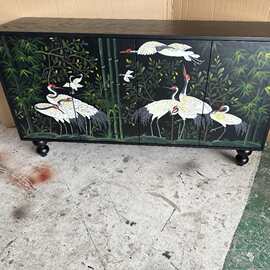 美式复古轻奢客厅家用实木边柜餐边柜现代简约厨房收纳置物玄关柜