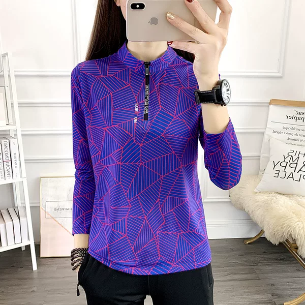Long-Sleeved Quick-Drying Clothing for Women, New Elastic Quick-Drying T-Shirt for Women, Stand-Up Collar, Ice-Feel Quick-Drying Clothing, Sports Running Clothing, Mountaineering Clothing