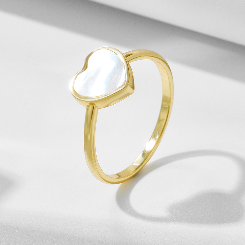 925 plata esterlina dulce elegante anillo de concha encantadora femenina estilo coreano ins moda elegante pulsera de anillo en forma de corazón