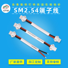 供应2*0.5白色外皮两芯护套线扁缆线SM2.54-2PIN红黑公对公端子线