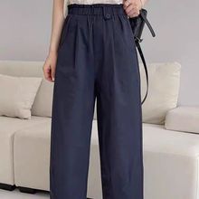 花苞腰头松紧腰九分裤女夏季宽松哈伦裤休闲显瘦遮胯大码阔腿裤子
