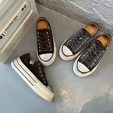 复古擦色真皮小白鞋2025秋季新款休闲单鞋女百搭休闲绒皮德训鞋子