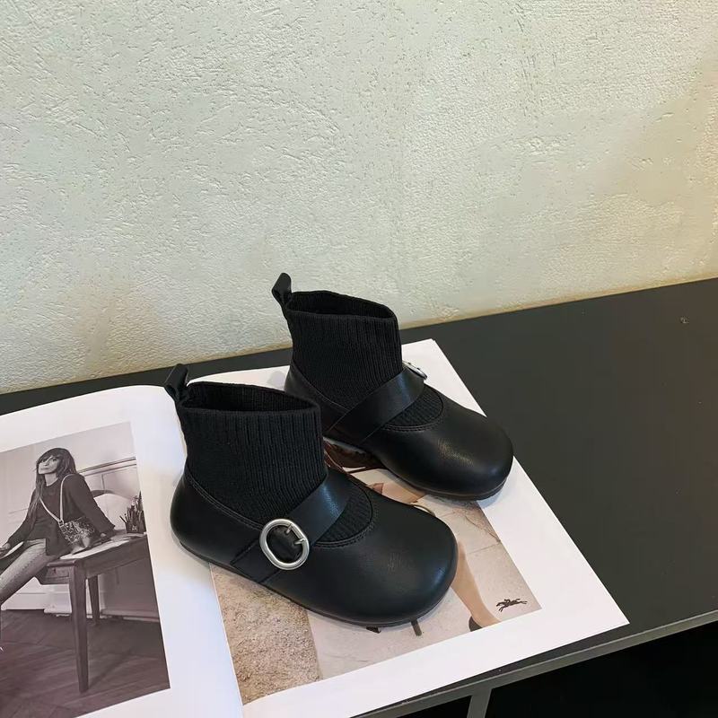 女童皮靴2025秋季新款低筒英伦风靴子靴韩版女宝时尚百搭休闲袜靴|undefined