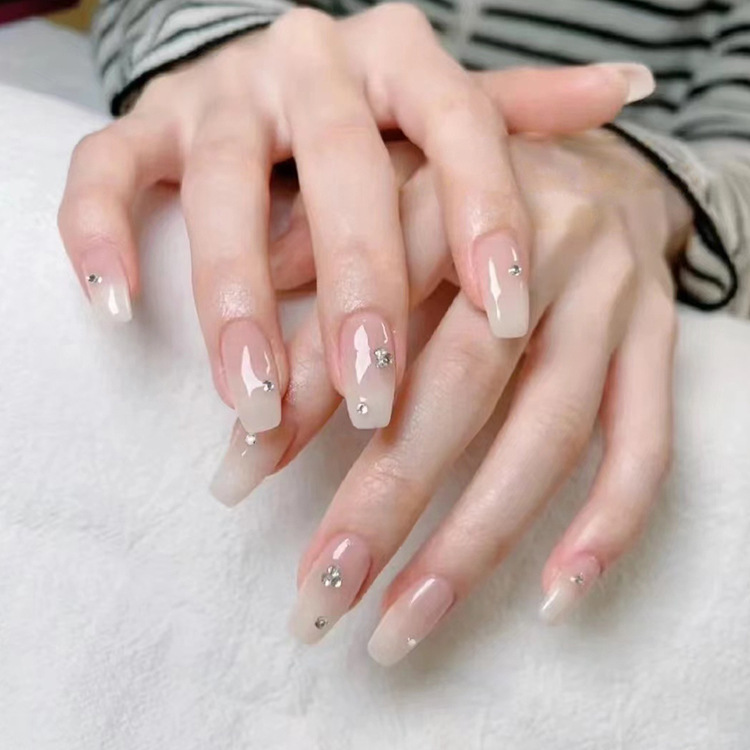 ins style gradient color simple point diamond phototherapy manicure fake nail finished wear removable nail patch ins style gradient color simple point diamond phototherapy manicure fake nail finished wear removable nail patch