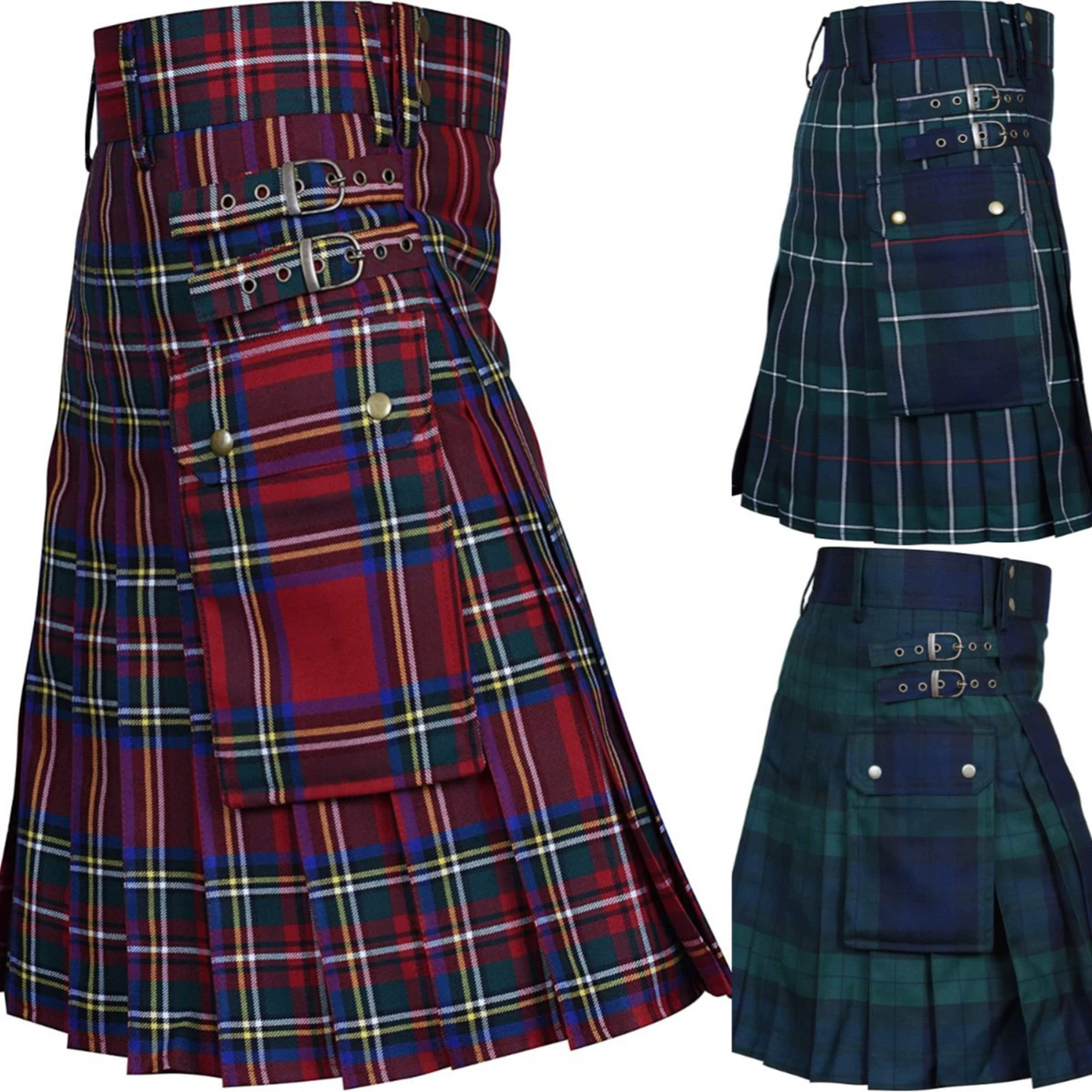 Мужская AliExpress горячая Распродажа популярная шотландская Праздничная юбка мужская клетчатая плиссированная юбка контрастного цвета BK0000