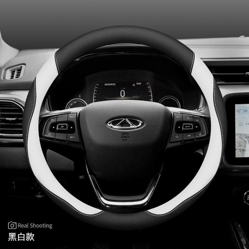 Steering wheel cover: 8 Plus/7 Plus/8L, Tiggo 9 - round-special-black-white-set-ultra-thin-style-default