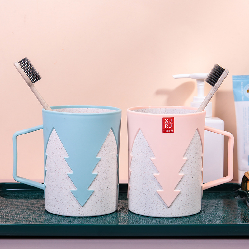 Xiaojian par taza trigo fibra plástico dibujos animados enjuague bucal taza supermercado mismo par taza cepillo de dientes taza