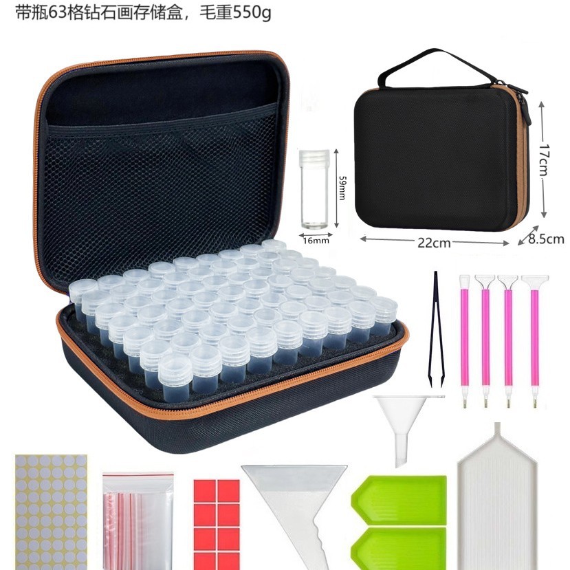 Conjunto de herramientas de pintura de diamante bolsa de almacenamiento Caja de Herramientas 30/60 botella de rejilla multifuncional portátil pintura herramienta traje