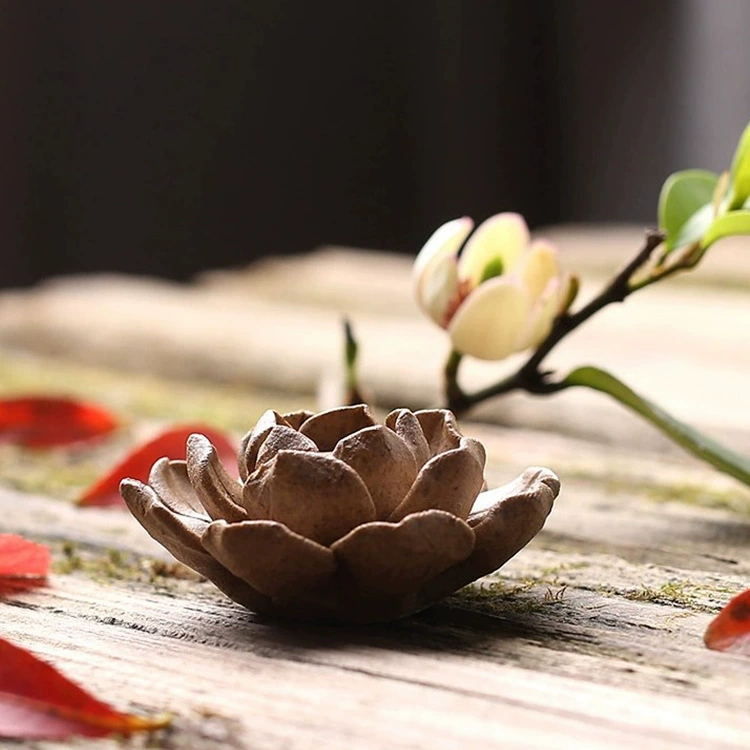 Подставка для благовоний Jingdezhen лотос из сырой керамики, 5.5 см, одна или три дырки