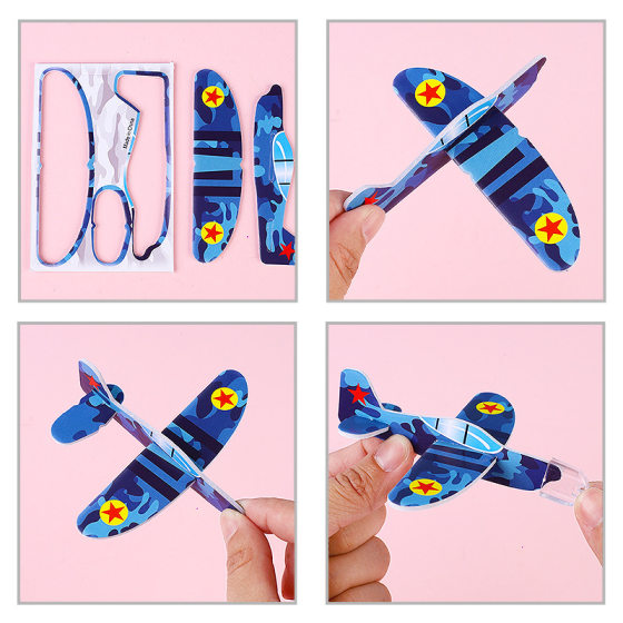 Cartoon hand throwing mini bubble small plane DIY puzzle children's educational toys kindergarten gift aviation model