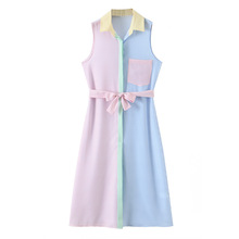 2022欧美风秋女装新款条纹中长无袖印花连衣裙   2819