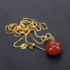 Accessory, agate necklace, red pendant, chain for key bag , silver 925 sample