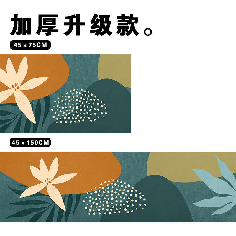 现代简约硅藻泥地垫家用长条吸水吸油厨房垫两件套耐脏易打理地垫|undefined