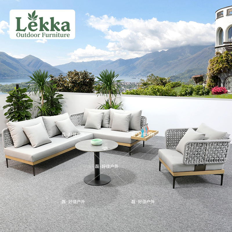 Customized Outdoor Sofa Combination Courtyard Terrace Furniture Sun Room Sofa Hotel Outdoor Lazy Sofa Chair Cross-Border