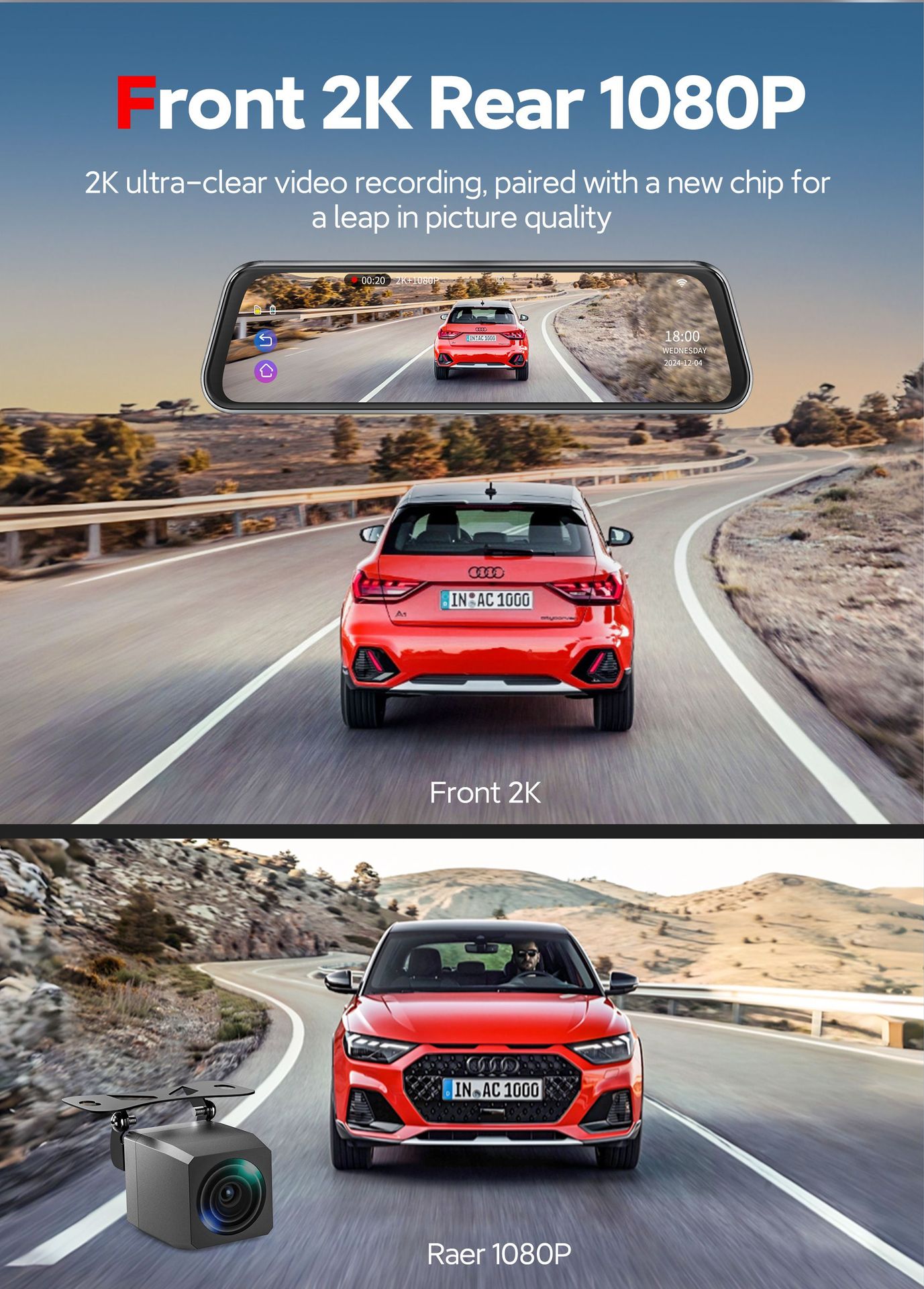 Cross-Border Driving Recorder 10inch Front Adas and Rear Bsd Blind Spot Warning Wifi Inter-Connected Driving Recorder