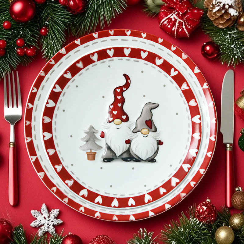 Transfronterizo Amazon nuevo estilo nórdico enano de Navidad plato creativo plato de fiesta de cerámica de Navidad plato de postre image 3