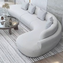 北欧轻奢弧形实木布艺沙发设计师客厅组合大小户型现代简约科技布