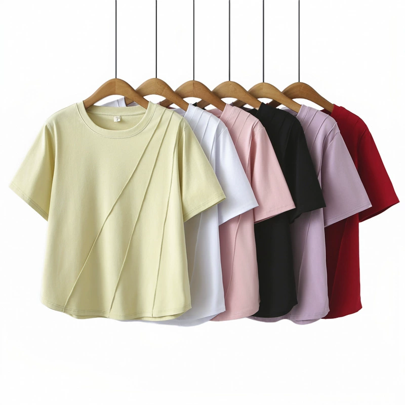 25 летних новых моделей большого размера из хлопка с круглым вырезом с короткими рукавами толстый MM повседневный свободный женский топ сплошной цвет футболка 501