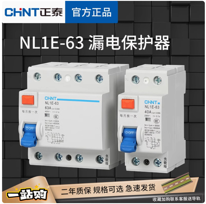NL1E-63剩余电流动作断路器 正泰小型漏电断路器2P-4P 25A-63A