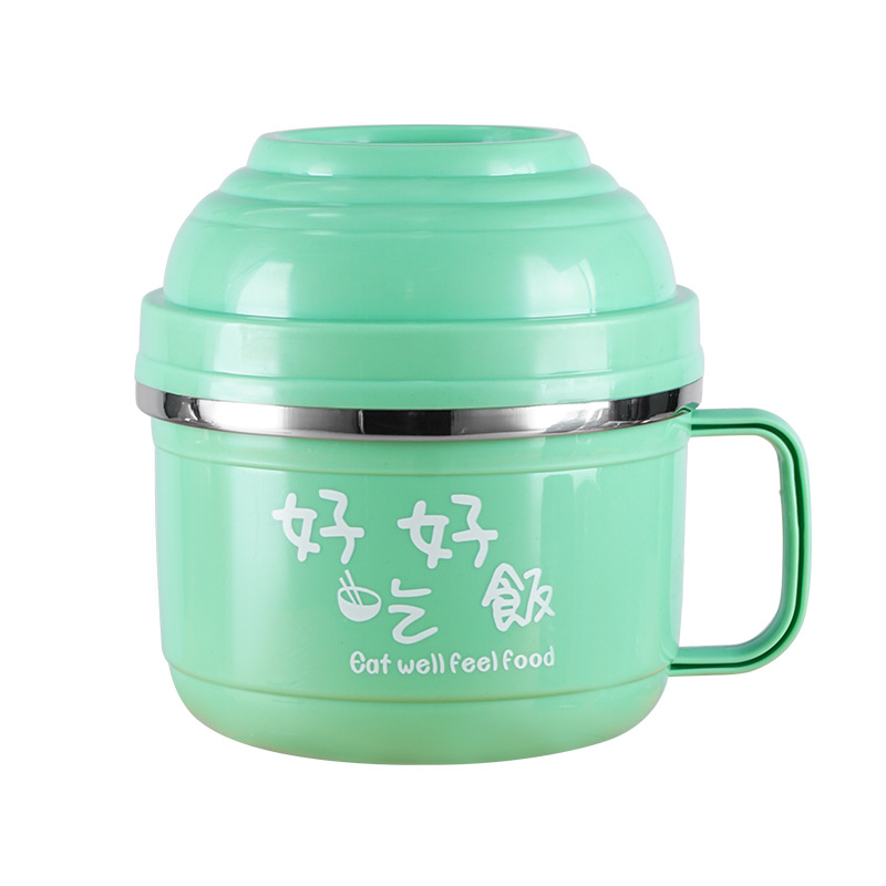 304 taza de comida rápida de acero inoxidable con aislamiento de doble capa para adultos almuerzo caja estudiante sellado caja de almuerzo con tapa compartimiento tazón de fideos instantáneos