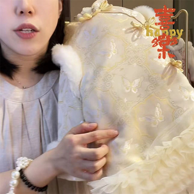 Ropa de Año Nuevo de niñas 2025 nuevo vestido de princesa de estilo chino más vestido de terciopelo grueso vestido de bebé femenino vestido de cheongsam image 5