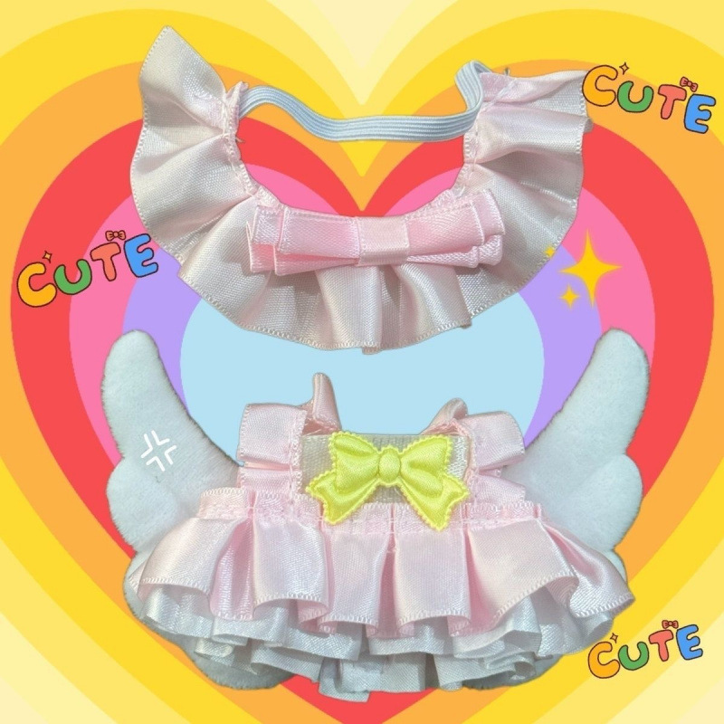 10cm Cotton Doll Clothes Starfish Body Doll Sitting Posture Doll Dress-Up Dress Angel Wings Cute Pink and White 10cm Cotton Doll Clothes Starfish Body Doll Sitting Posture Doll Dress-Up Dress Angel Wings Cute Pink and White