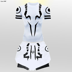 速売通クロスボーダー呪術回戦デジタル3dプリントtシャツ + 2合1二重パンツ2点セットランニングスポーツウェア