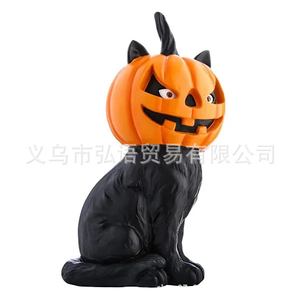 跨境创意万圣节装饰南瓜猫咪节日氛围场景派对桌面装饰摆件|undefined