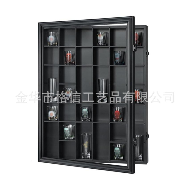 Cross-border best-selling classic black wooden cup display frame for wall mounting, home kitchen/bar decoration photo frame Cross-border best-selling classic black wooden cup display frame for wall mounting, home kitchen/bar decoration photo frame