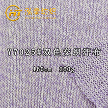 260克双色交织汗布T恤面料粗针羊毛单面布彩棉网眼小香风针织布料