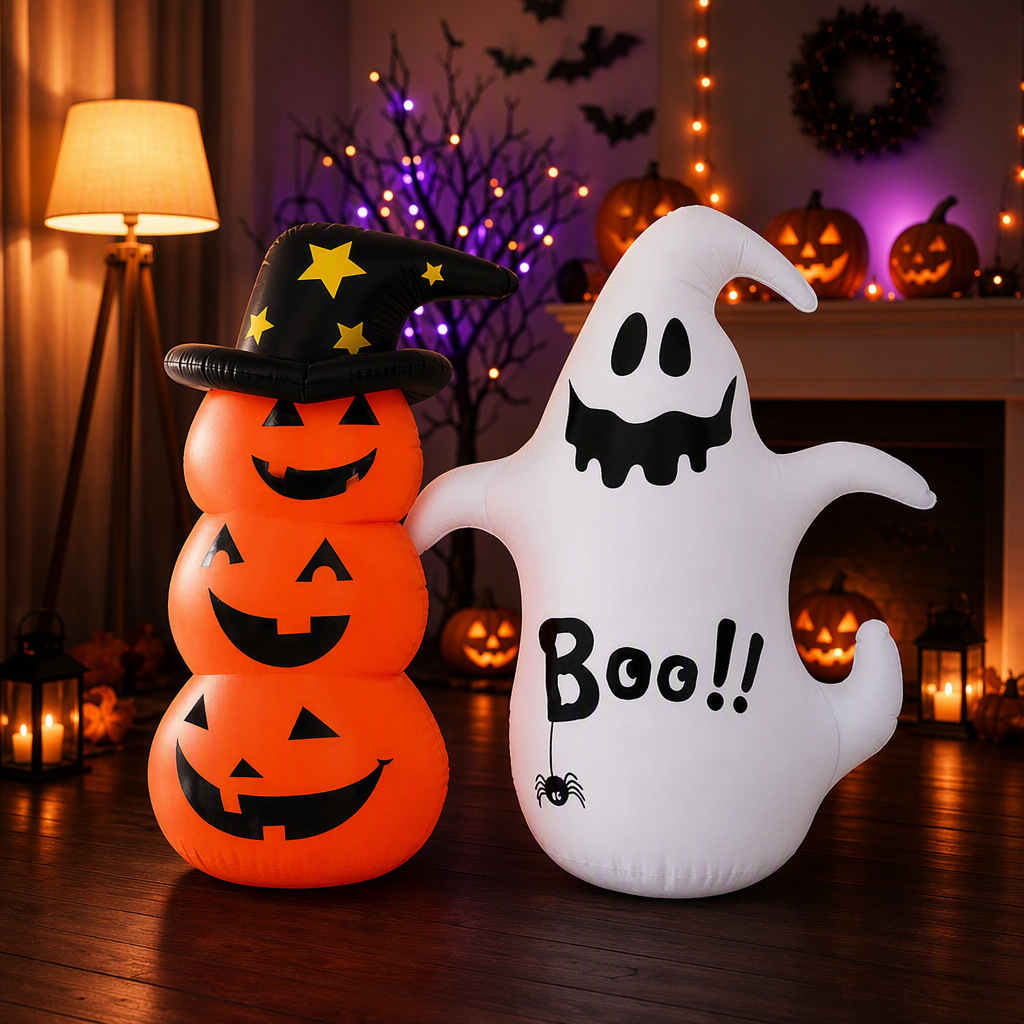 Inflatable pumpkin man, ghost roly-poly toy, Santa Claus, snowman, glowing inflatable model, inflatable scene decoration props
