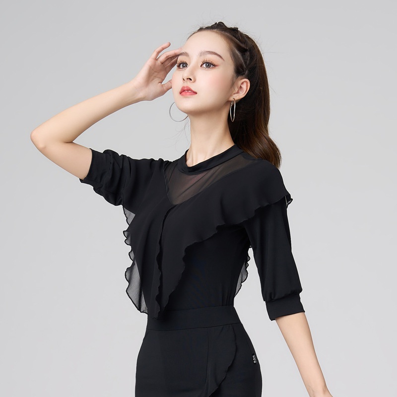 Latin Dance Tops for Women 2025 New Adult Dance Practice Clothes Transaction Dance Performance Clothes Classy Modern Dance