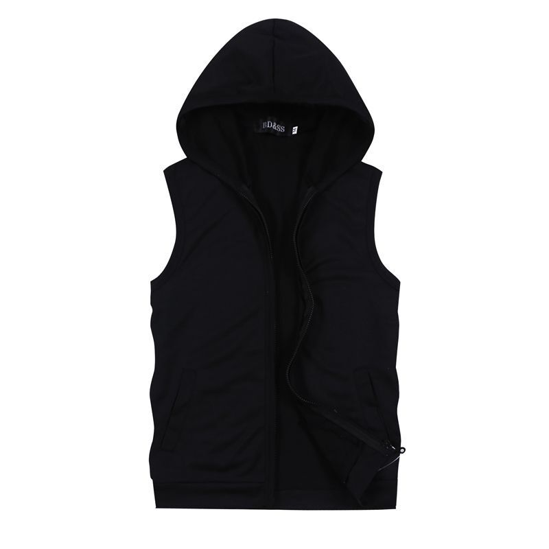Spring and Autumn Sleeveless plus size Hooded Sports Vest Men's Trendy Slim-fit Hoodie Thin Fitness Solid Color Vest Cardigan Jacket Spring and Autumn Sleeveless plus size Hooded Sports Vest Men's Trendy Slim-fit Hoodie Thin Fitness Solid Color Vest Cardigan Jacket
