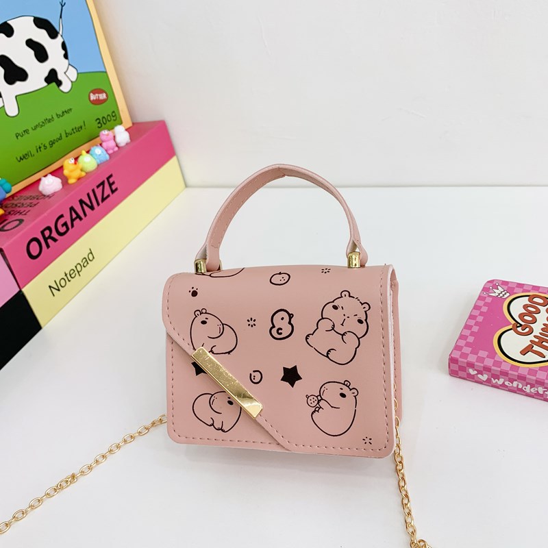 Bolso de hombro para niños y niñas de estilo coreano, bolso de bebé con estampado de estilo occidental lindo de dibujos animados, nuevo mini bolso de cadena para niños