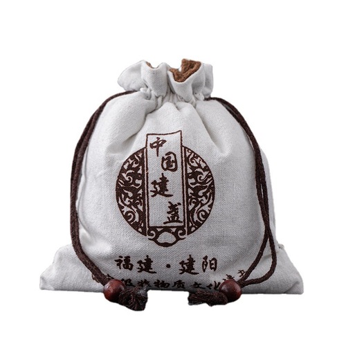 Cotton linen cotton thickened Jianzhan bag cloth bag single cup bag drawstring bag pocket handmade cup bag wholesale logo printing 