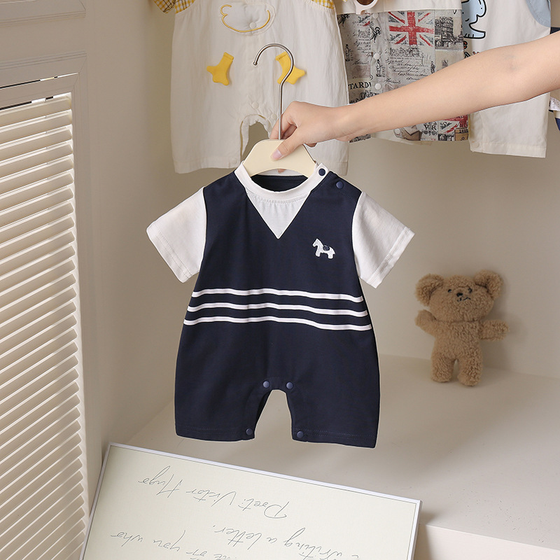 Summer Baby Clothes for Boys, Stripesd Shirts, Rompers, Kidsren's Newborn Summer Outing Clothes 0153A046