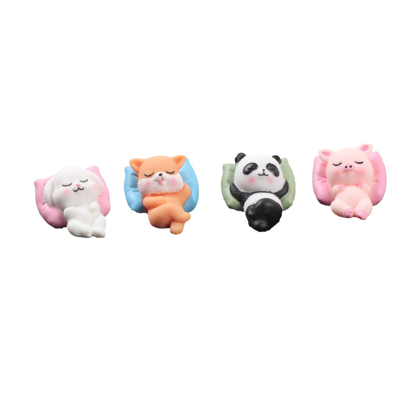 Serie de pequeños animales para dormir, decoración de coche, lindo coche de dibujos animados, consola central, accesorios de escritorio