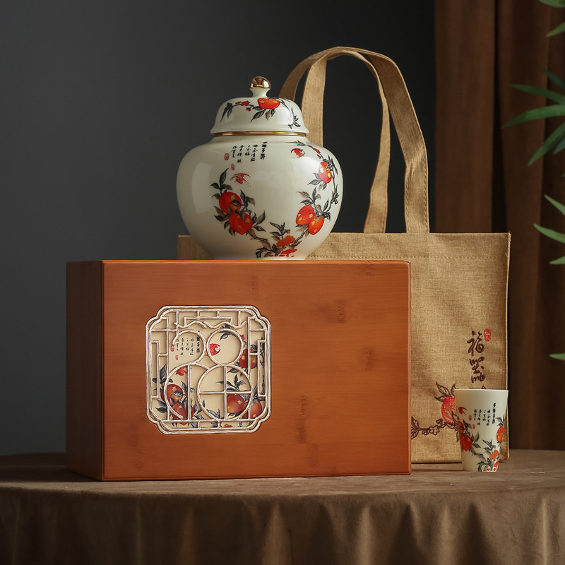 单罐茶叶礼盒包装陶瓷茶叶罐红茶绿茶密封罐大号包装盒空礼盒通用