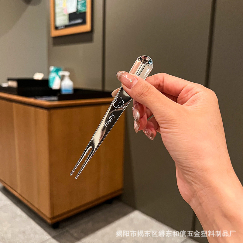 食品グレードのフルーツフォーク 316L ステンレス鋼フォーク子供用ポータブルデザートフォークケーキスナックフォーク|undefined