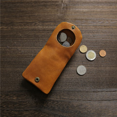 Men's vegetable-tanned first-layer cowhide creative large-capacity coin purse women's short buckle youth student genuine leather coin purse