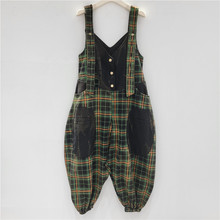 个性设计时尚气质格子牛仔背带裤2025春夏新款宽松大版休闲裤女潮