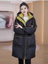 小个子棉女中长款宽松遮肉新款洋气加厚棉袄冬款大码连帽羽绒棉服