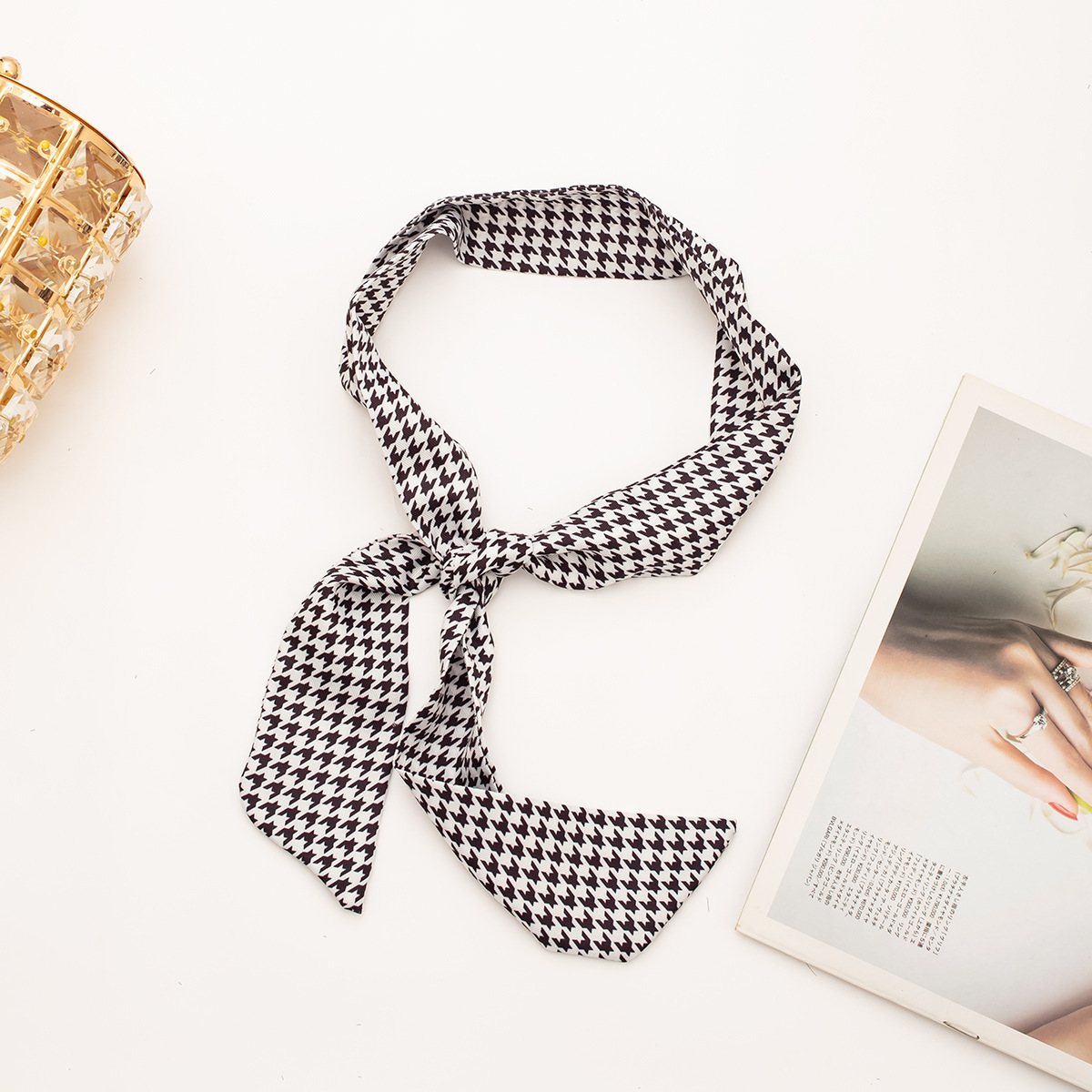 【하운즈투스 시리즈●블랙 스타일 1] 실크 스카프 1개