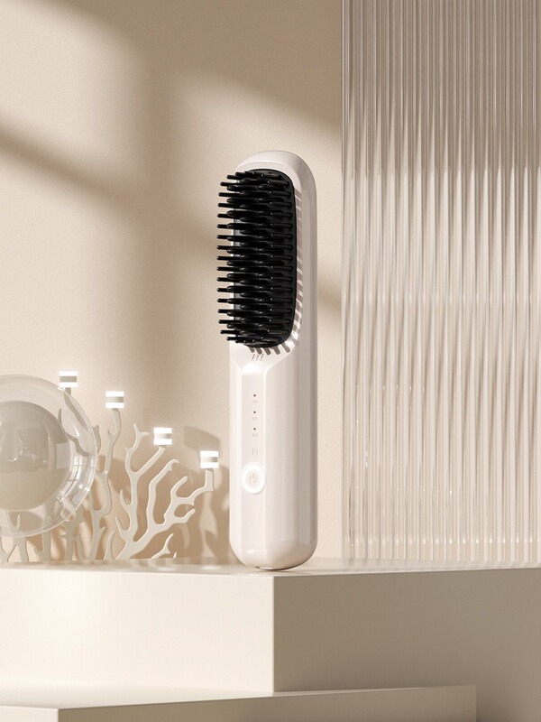 ワイヤレスヘアストレートニングコーム、マイナスイオンで髪を傷めない、ポータブルヘアアイロン、電気コーム、高頭頂ふわふわヘアストレートニングアーティファクト|undefined