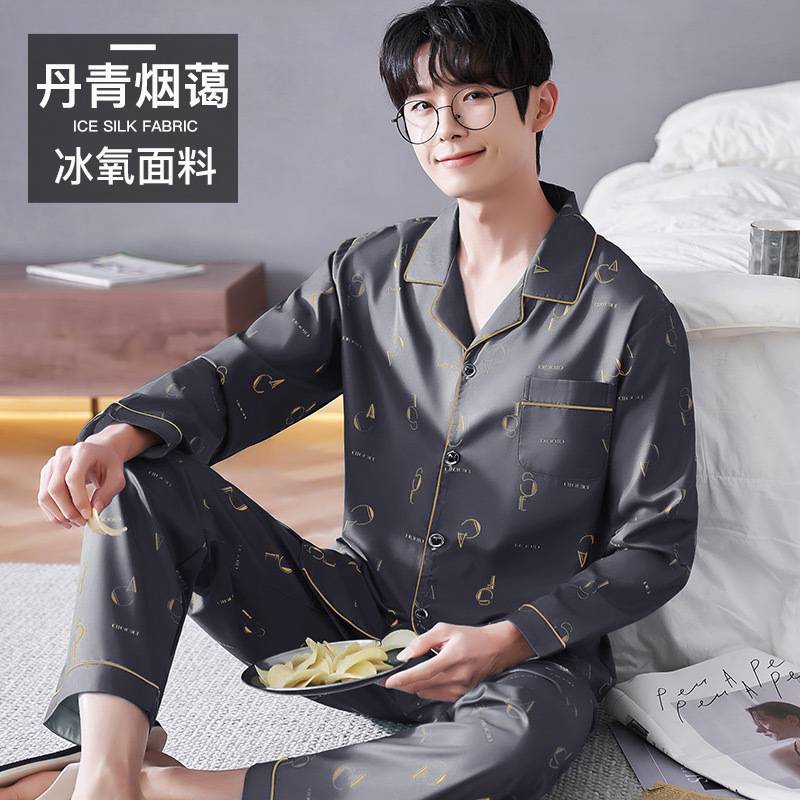 Pijamas de los hombres primavera y otoño más tamaño % algodón manga larga 2022 nuevo traje casual desgaste del hogar se puede usar fuera